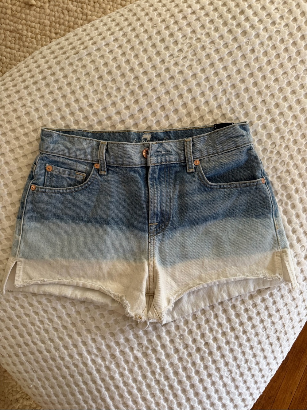 7 For All Mankind Blue to White Ombre Denim Shorts